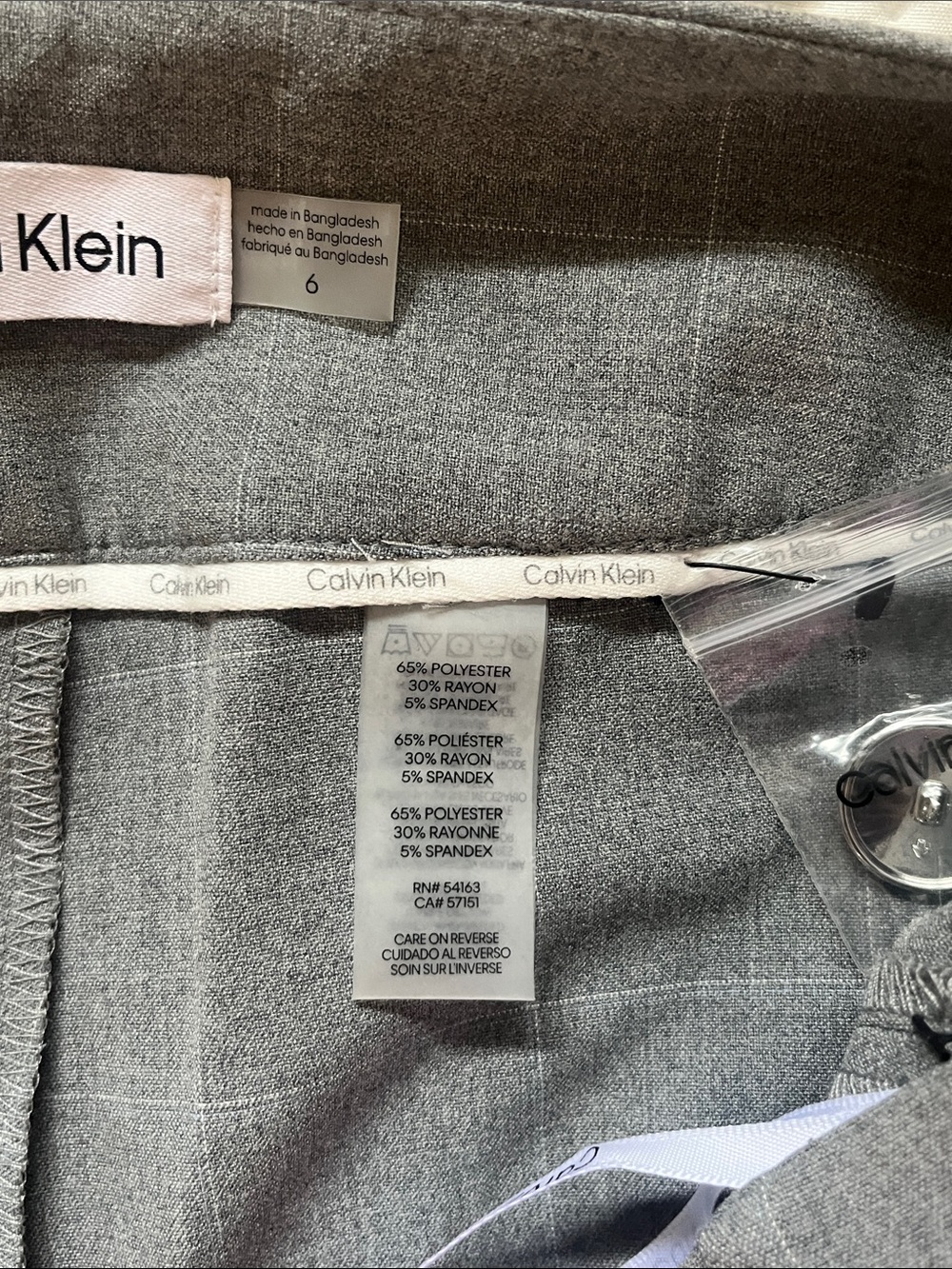 Calvin Klein Gray Plaid Wide-Leg Trousers - Picture 6 of 8